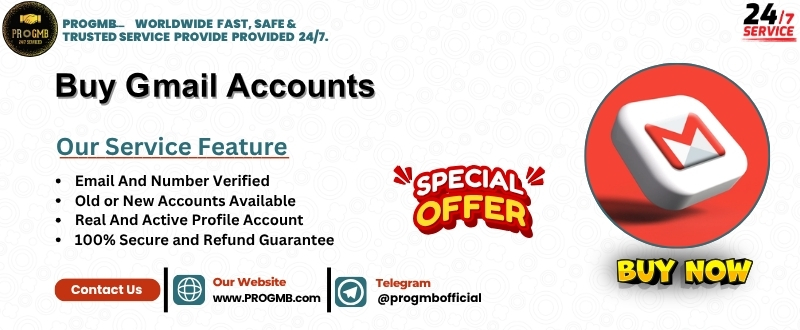 Buy Gmail account from progmb.com, contact us quickly. Gmail accounts offer users a substantial amount of storage space for their emails and attachments.