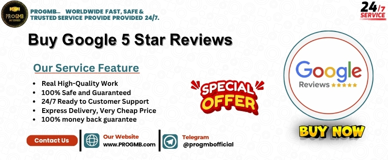 Buy permanent Google 5-star reviews from real users. 100% secure, delivery with photo-proof, organic growth, and 24/7 support from ProGmb.