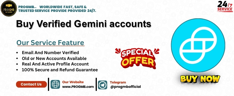 Buy Verified Gemini accounts. Gemini benefits from the secure and efficient PROGMB solution that will help you open access to the platform.